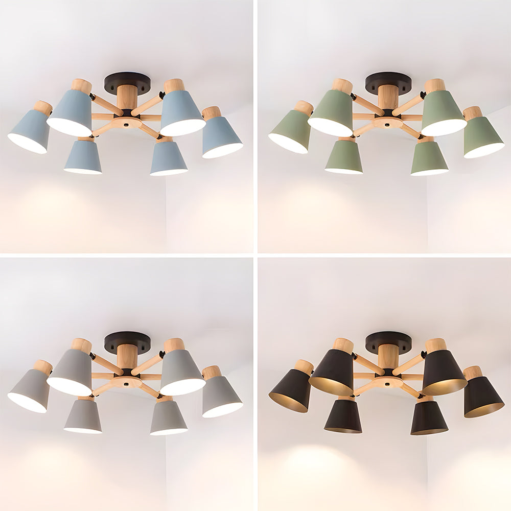 Wooden Flush-Mount Ceiling Light for Living Room