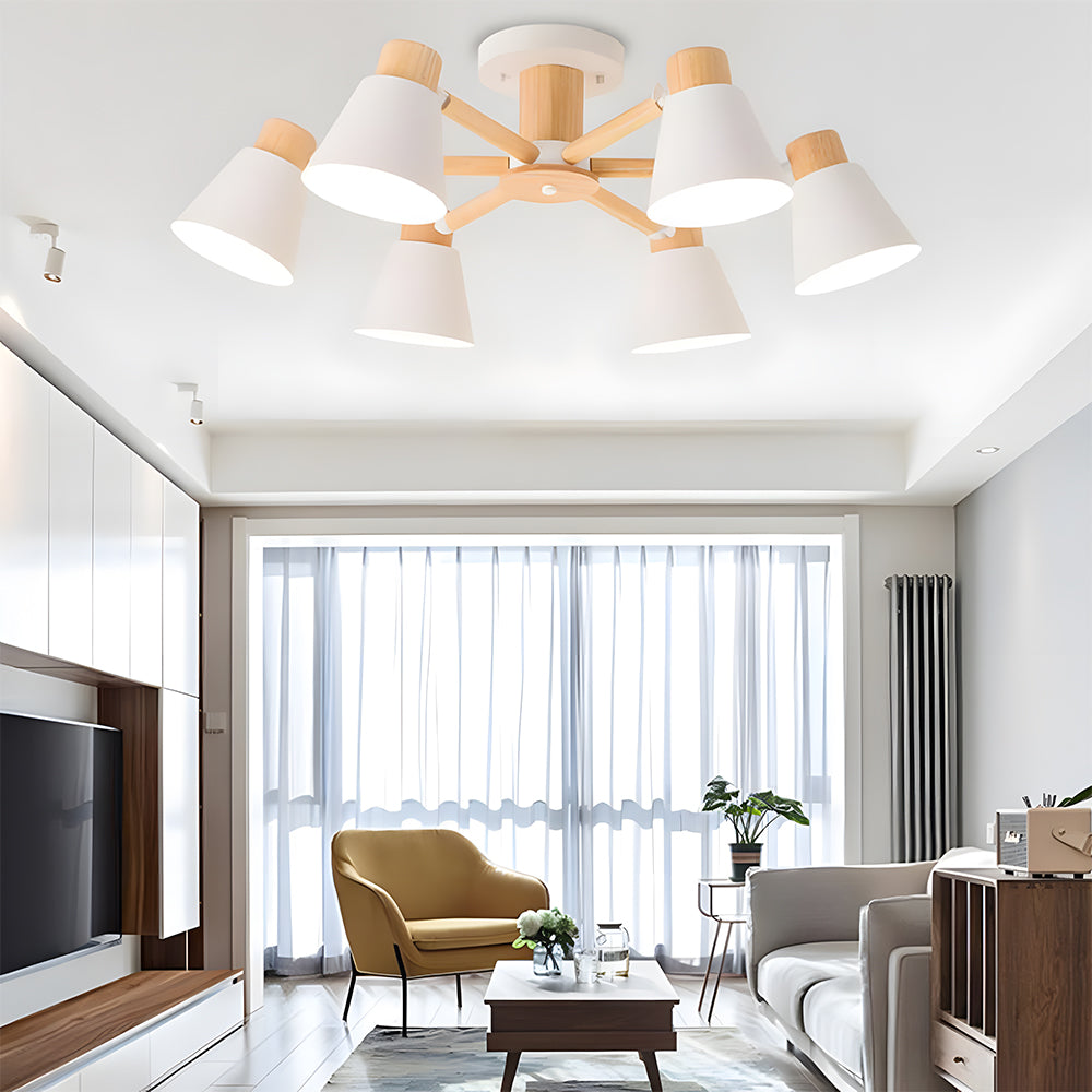 Wooden Flush-Mount Ceiling Light for Living Room
