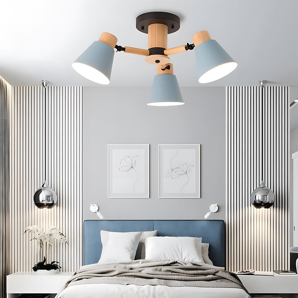 Wooden Flush-Mount Ceiling Light for Living Room