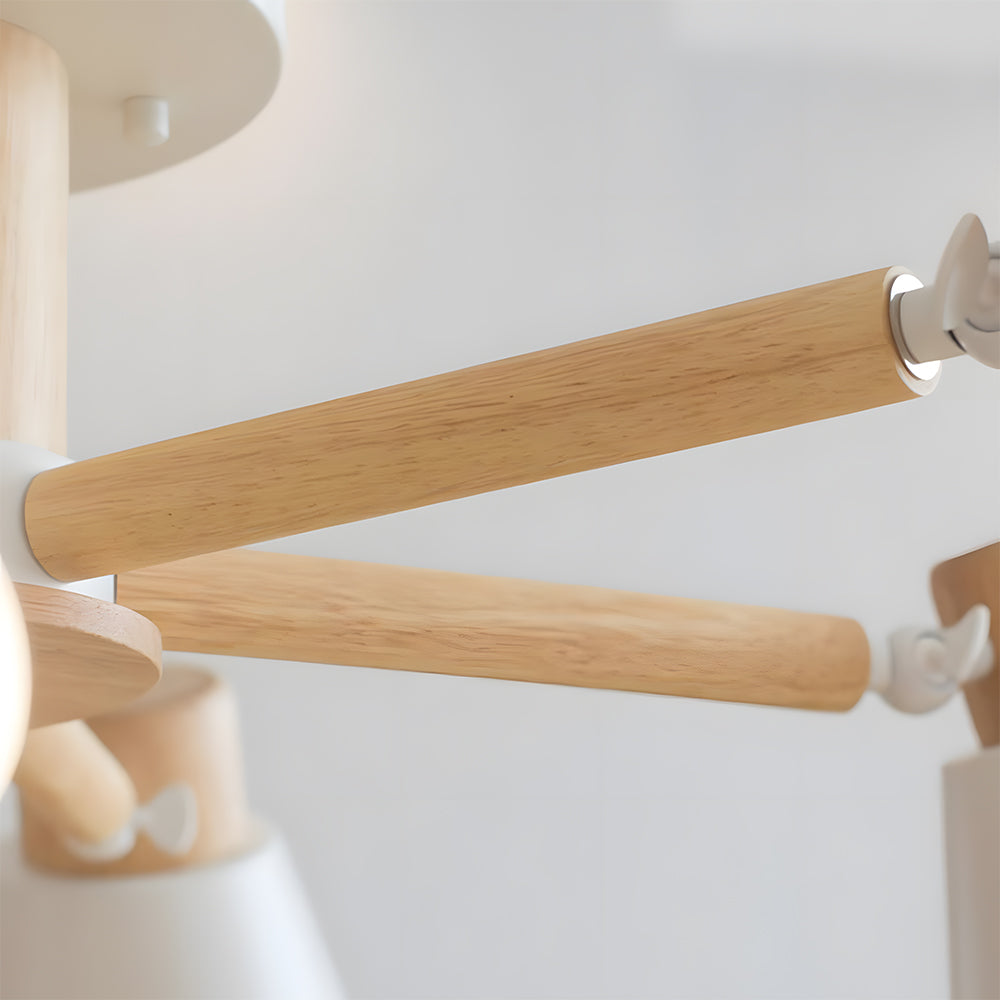 Wooden Flush-Mount Ceiling Light for Living Room