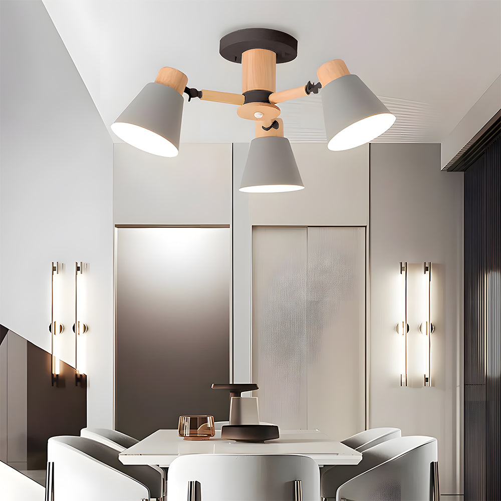 Wooden Flush-Mount Ceiling Light for Living Room