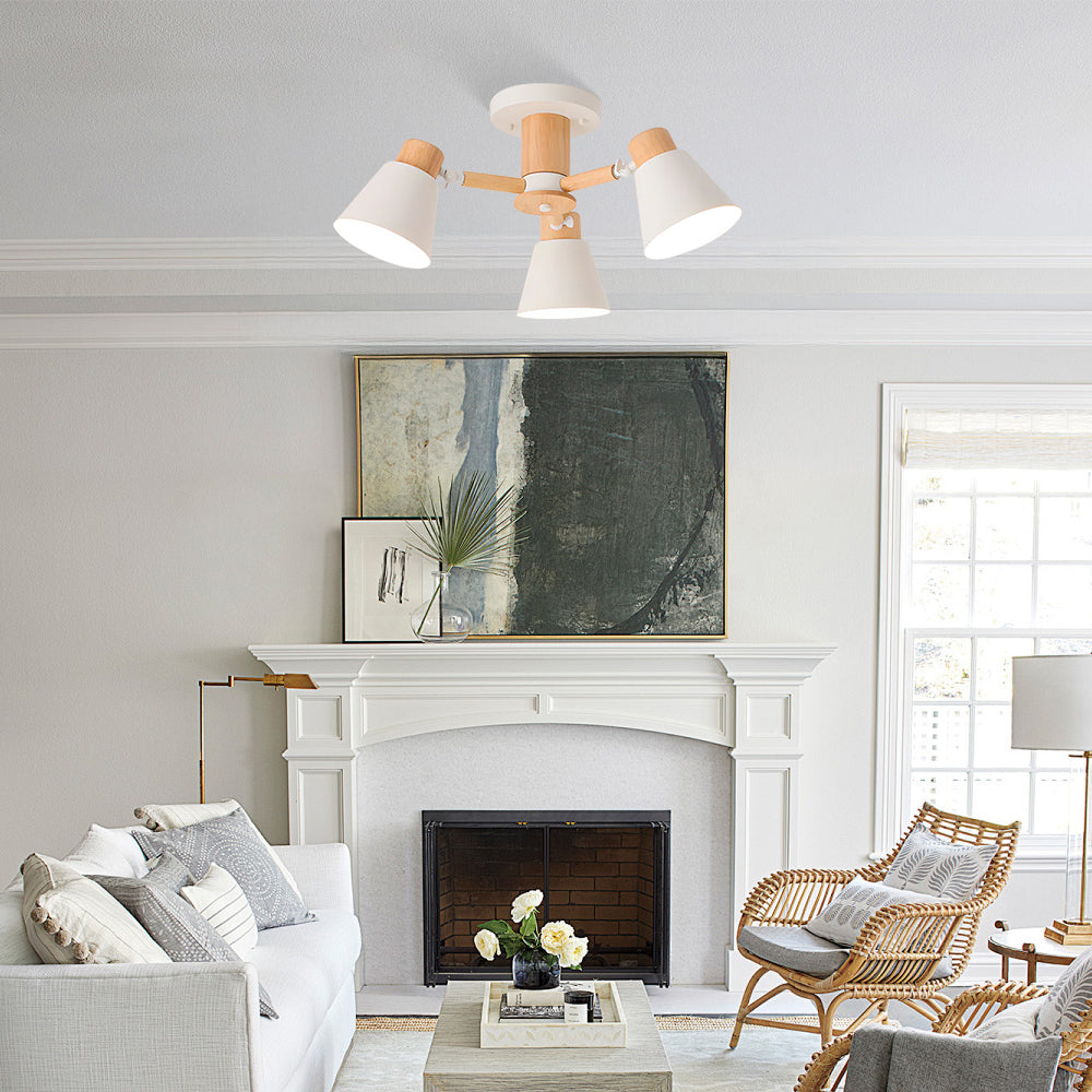 Wooden Flush-Mount Ceiling Light for Living Room