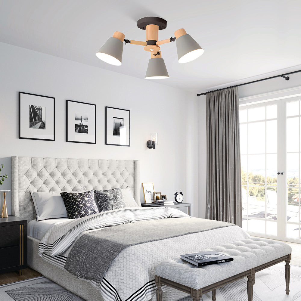 Wooden Flush-Mount Ceiling Light for Living Room