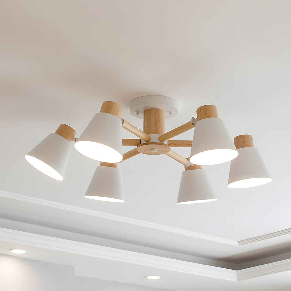 Wooden Flush-Mount Ceiling Light for Living Room