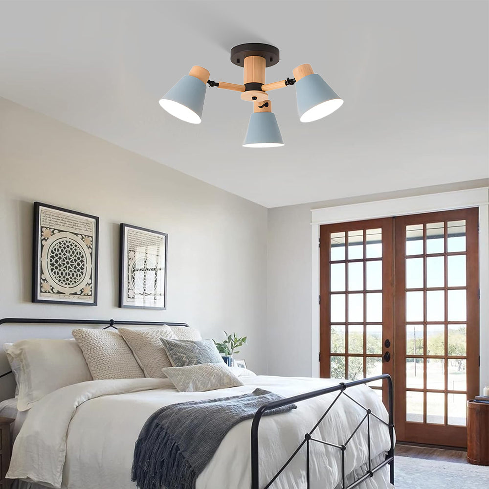 Wooden Flush-Mount Ceiling Light for Living Room