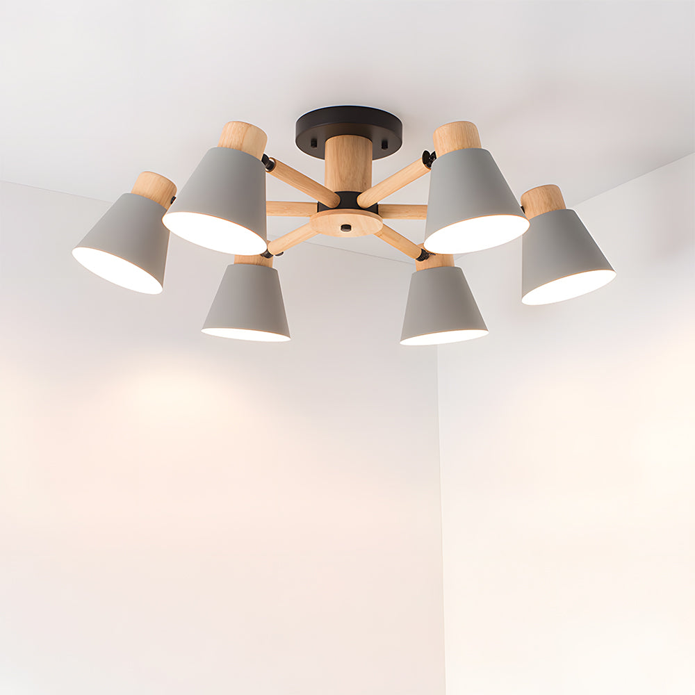 Wooden Flush-Mount Ceiling Light for Living Room