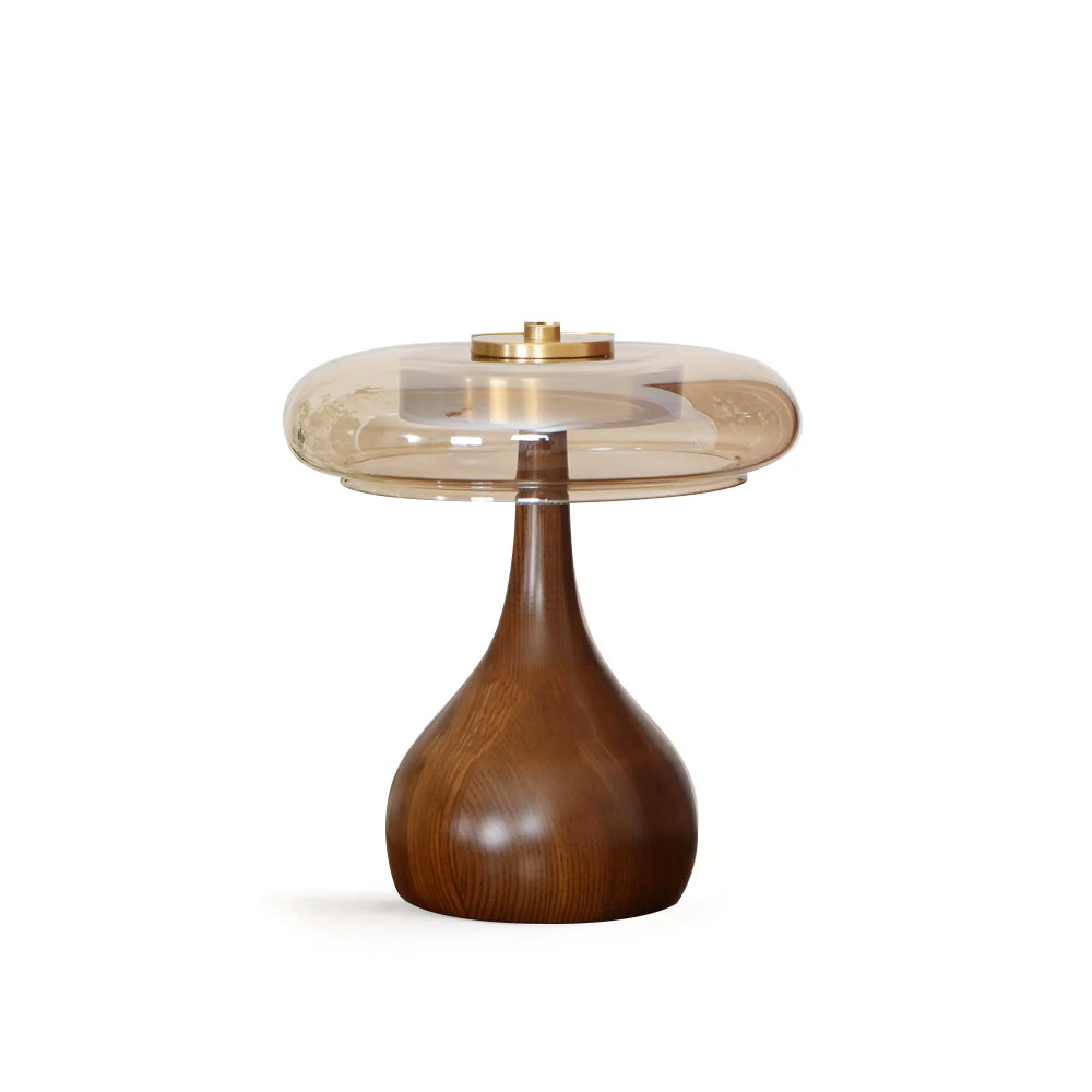 Adjustable LED Glass Table Lamp - Elegant Brass and Wood Design for Bedside or Desk 1