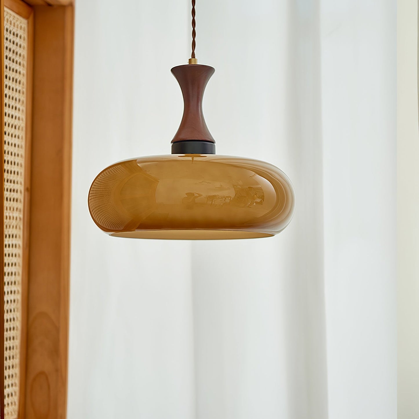 Antique Brown Glass Pendant Lamp - Elegant Kitchen Pendant Lighting Fixture 2