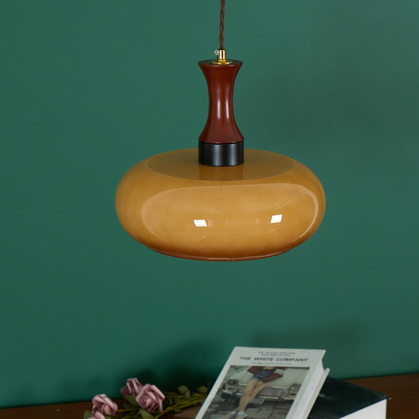 Antique Brown Glass Pendant Lamp - Elegant Kitchen Pendant Lighting Fixture 7