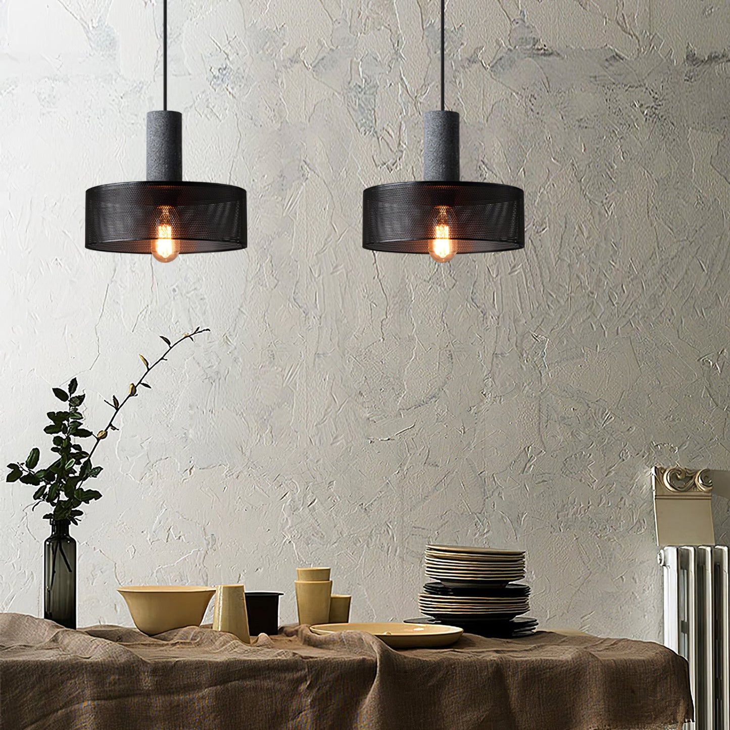 Black Concrete Pendant Lamp - Unique Urban Design for Kitchen Pendant Lighting 8