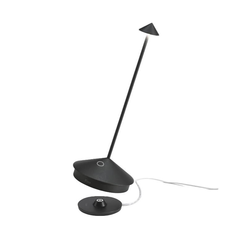 Black LED desk lamp on a white background