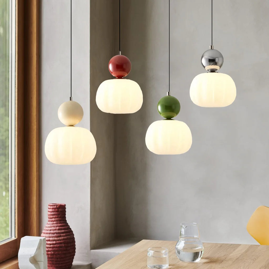 Cream Art Deco Pendant Light - Elegant Kitchen Pendant Lighting, Glass Design 1