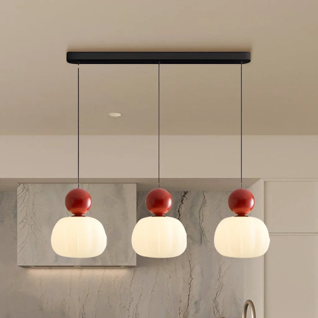 Cream Art Deco Pendant Light - Elegant Kitchen Pendant Lighting, Glass Design 10