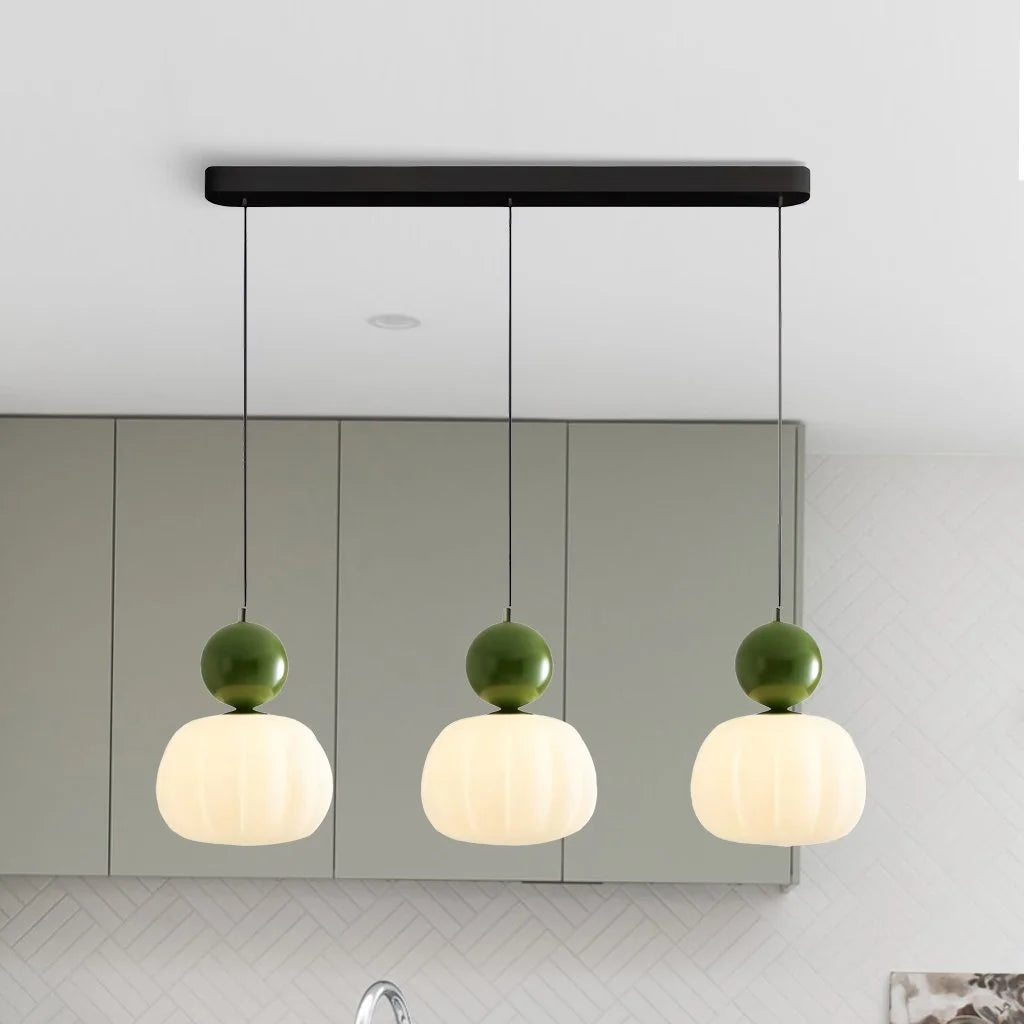 Cream Art Deco Pendant Light - Elegant Kitchen Pendant Lighting, Glass Design 12