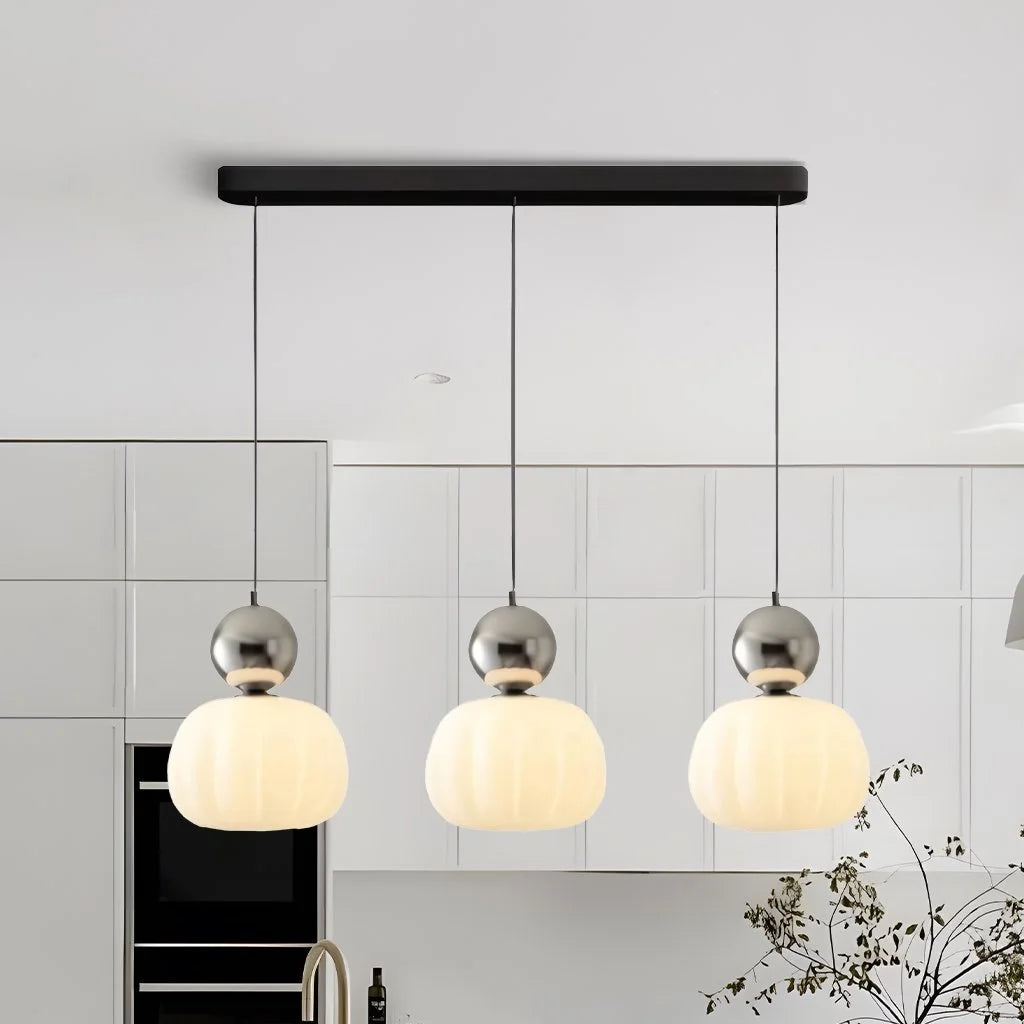 Cream Art Deco Pendant Light - Elegant Kitchen Pendant Lighting, Glass Design 13