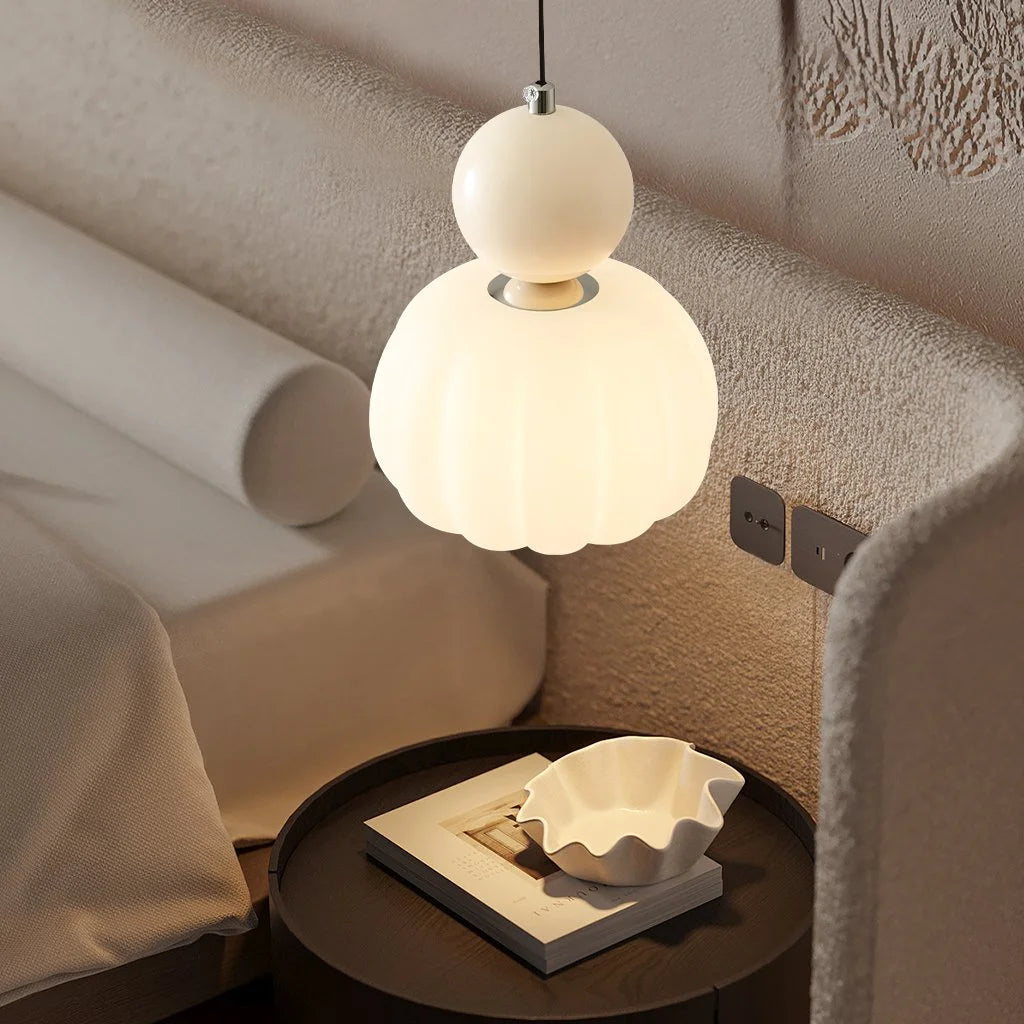 Cream Art Deco Pendant Light - Elegant Kitchen Pendant Lighting, Glass Design 2