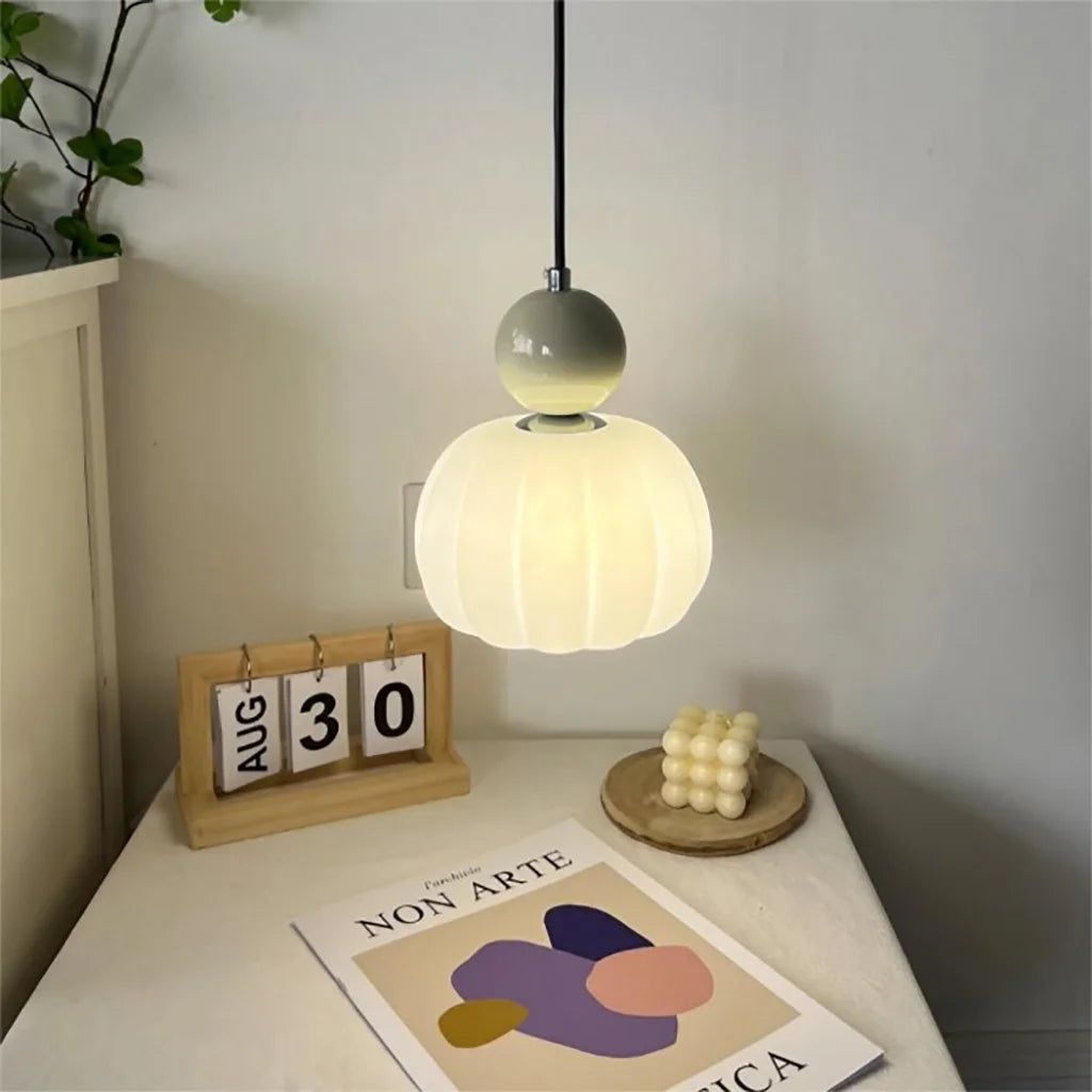 Cream Art Deco Pendant Light - Elegant Kitchen Pendant Lighting, Glass Design 5