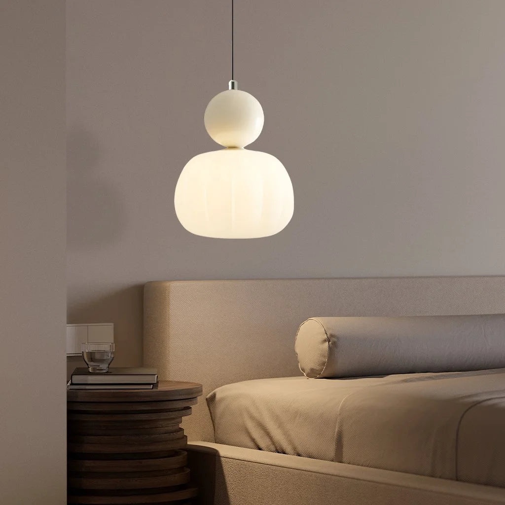 Cream Art Deco Pendant Light - Elegant Kitchen Pendant Lighting, Glass Design 7