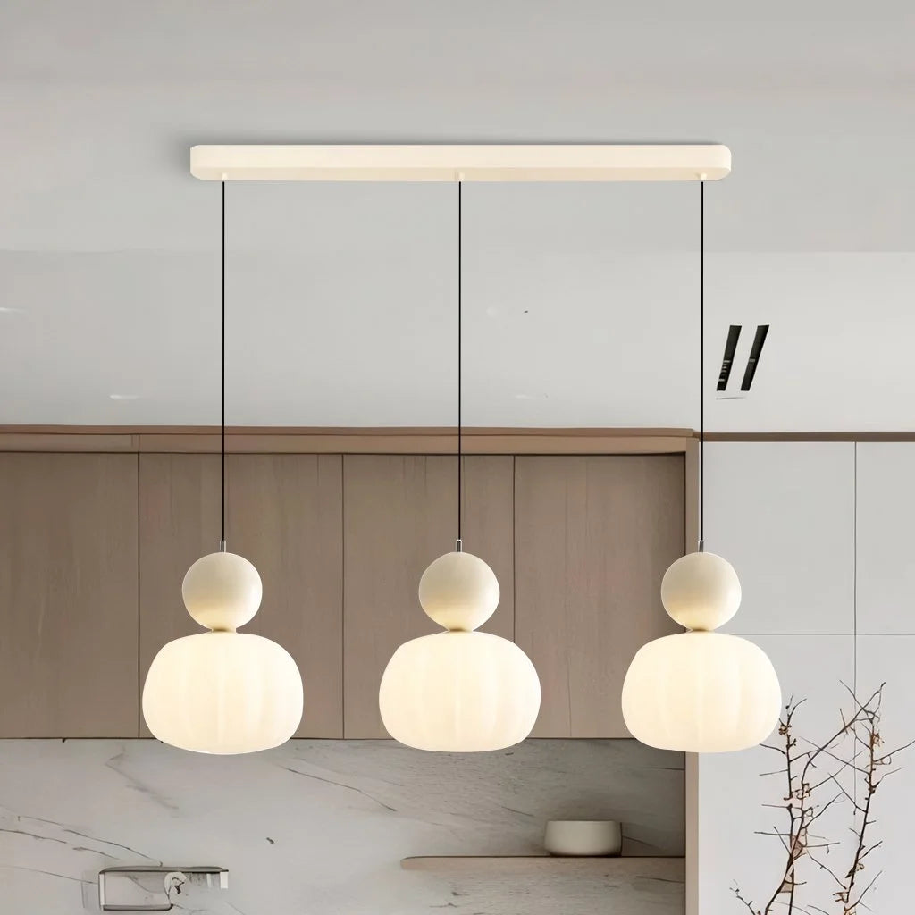 Cream Art Deco Pendant Light - Elegant Kitchen Pendant Lighting, Glass Design 9