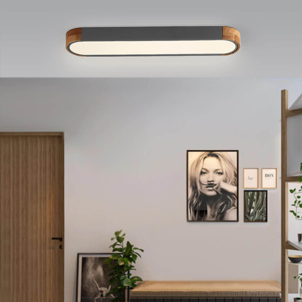 Dimmable Minimalist Long Oval Flush Mount LED Ceiling Light 6