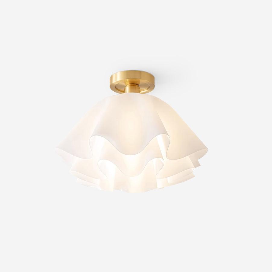 Elegant Brass Flush Mount Ceiling Light with Unique Pleated Design for Home Decor 1