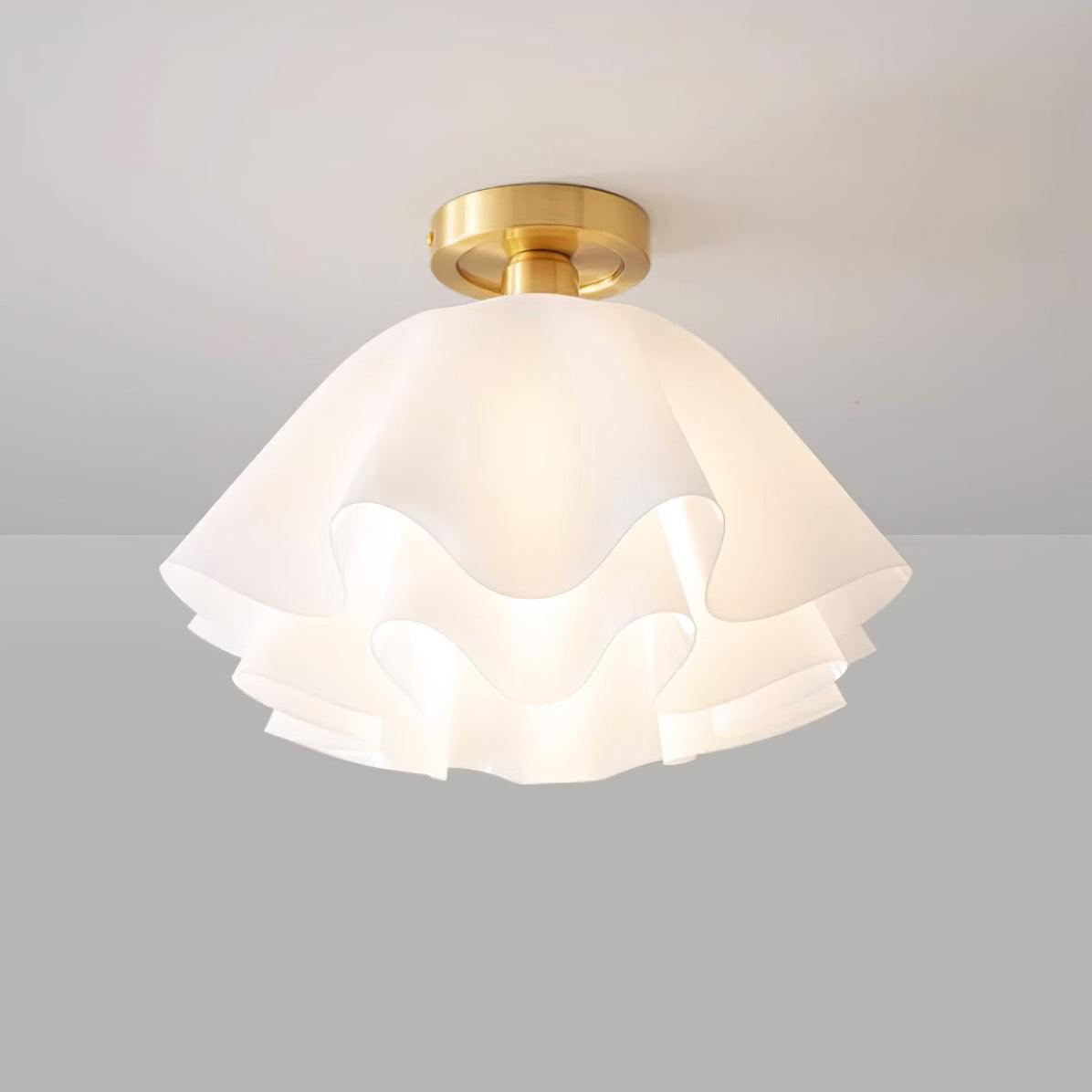 Elegant Brass Flush Mount Ceiling Light with Unique Pleated Design for Home Decor 3