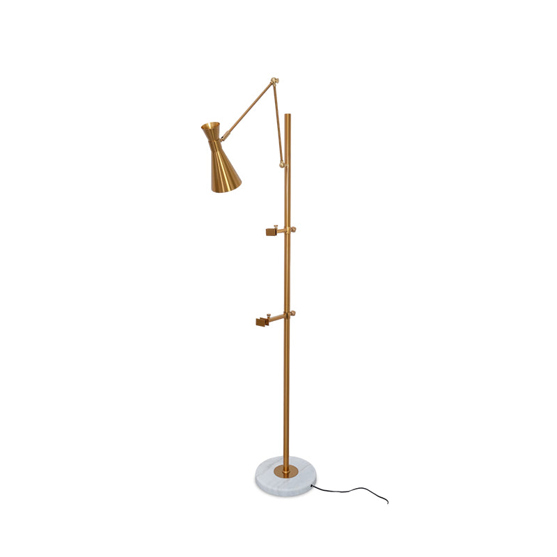 Elegant Gold Floor Lamp with Marble Base for Living Room Art Display 0