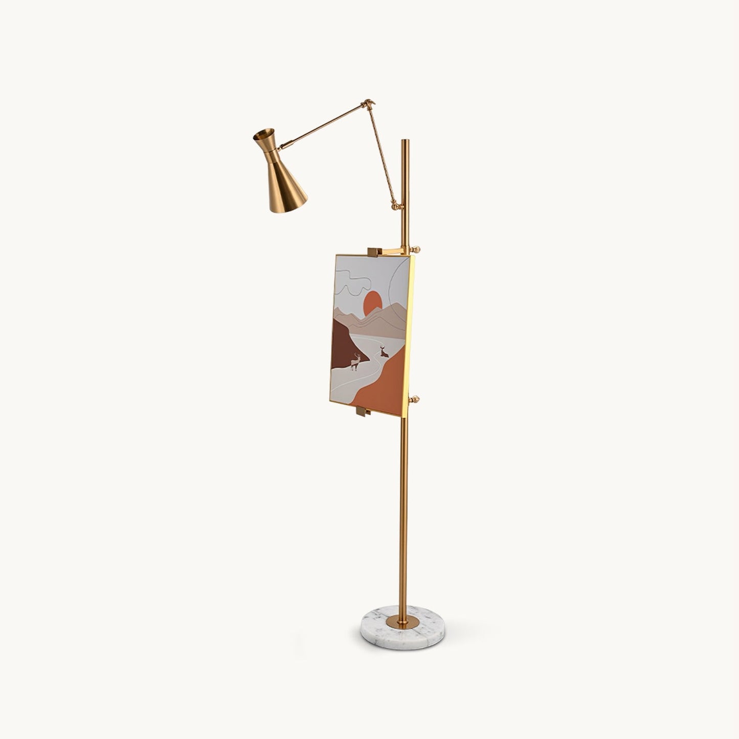 Elegant Gold Floor Lamp with Marble Base for Living Room Art Display 1