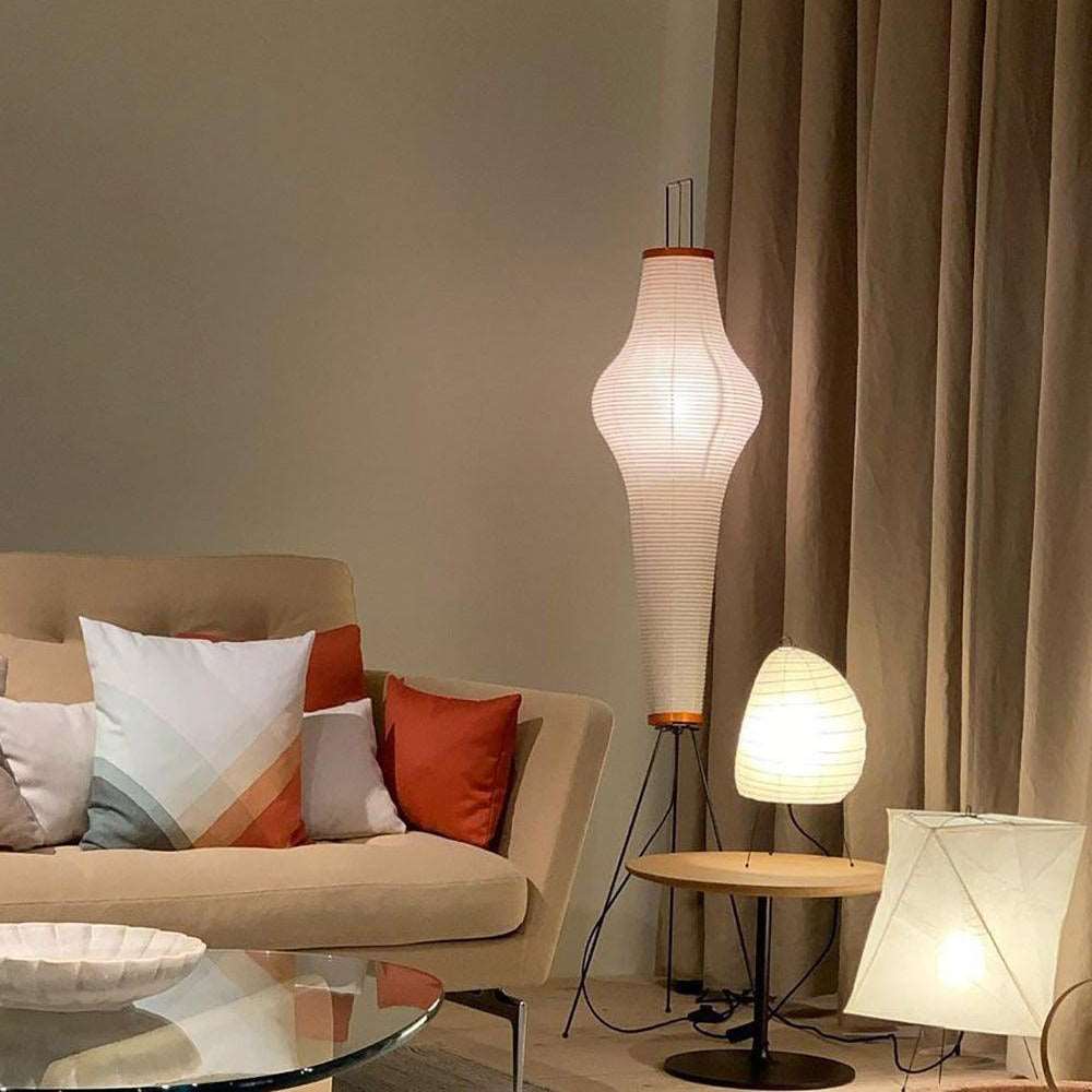 Elegant Japanese Mulberry Paper Floor Lamp for Living Room Indoor Illumination