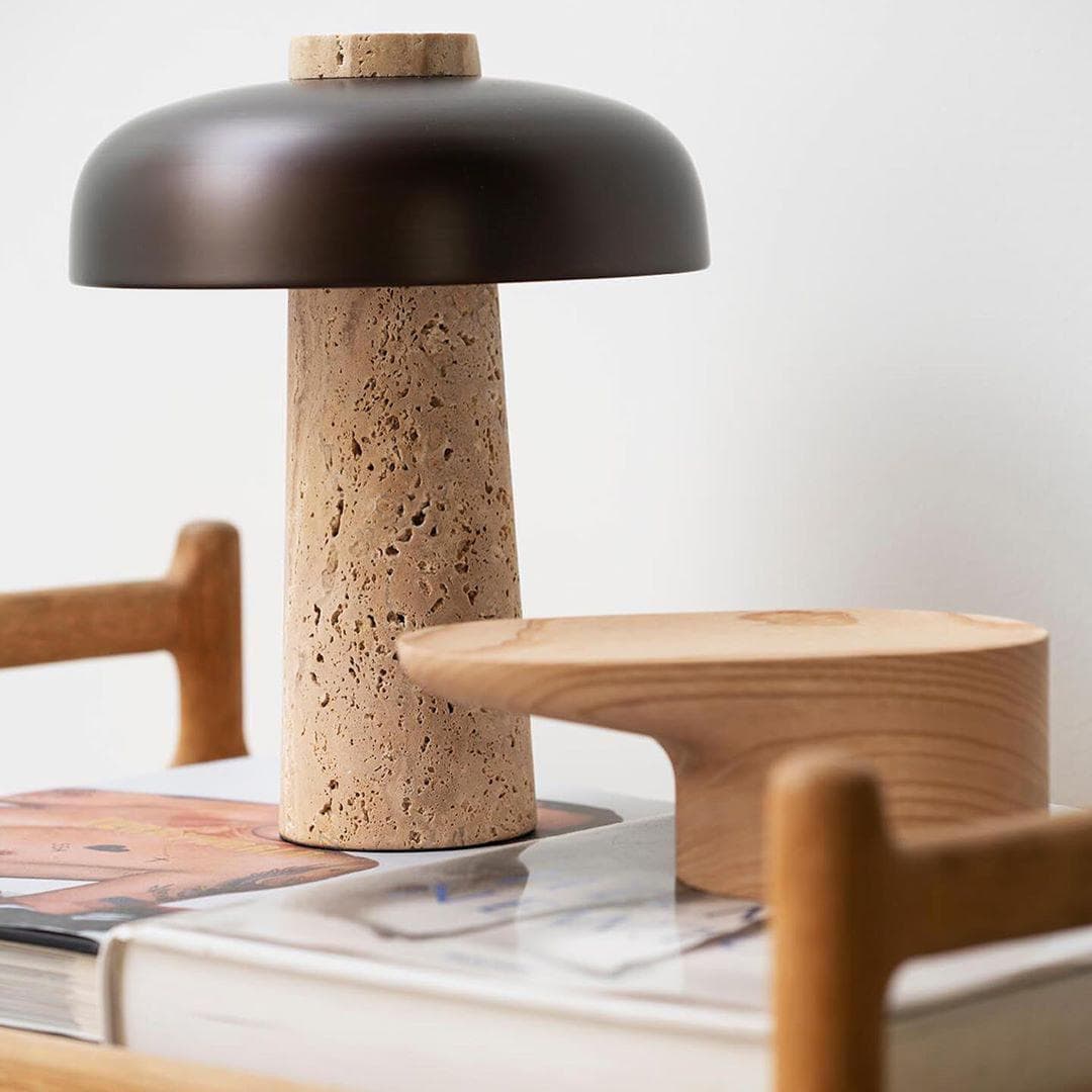 Elegant Reverse Table Lamp with Natural Stone Finish for Warm Indoor Lighting 3