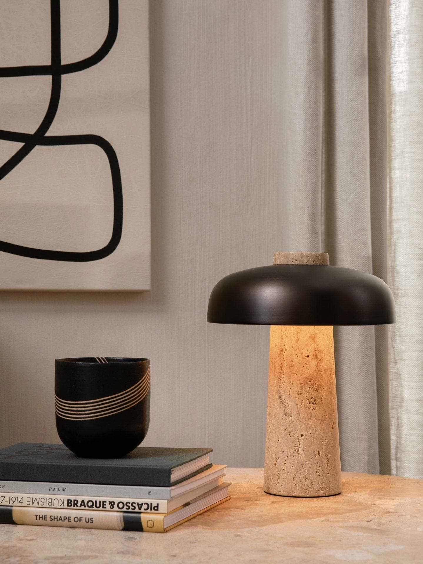 Elegant Reverse Table Lamp with Natural Stone Finish for Warm Indoor Lighting 4