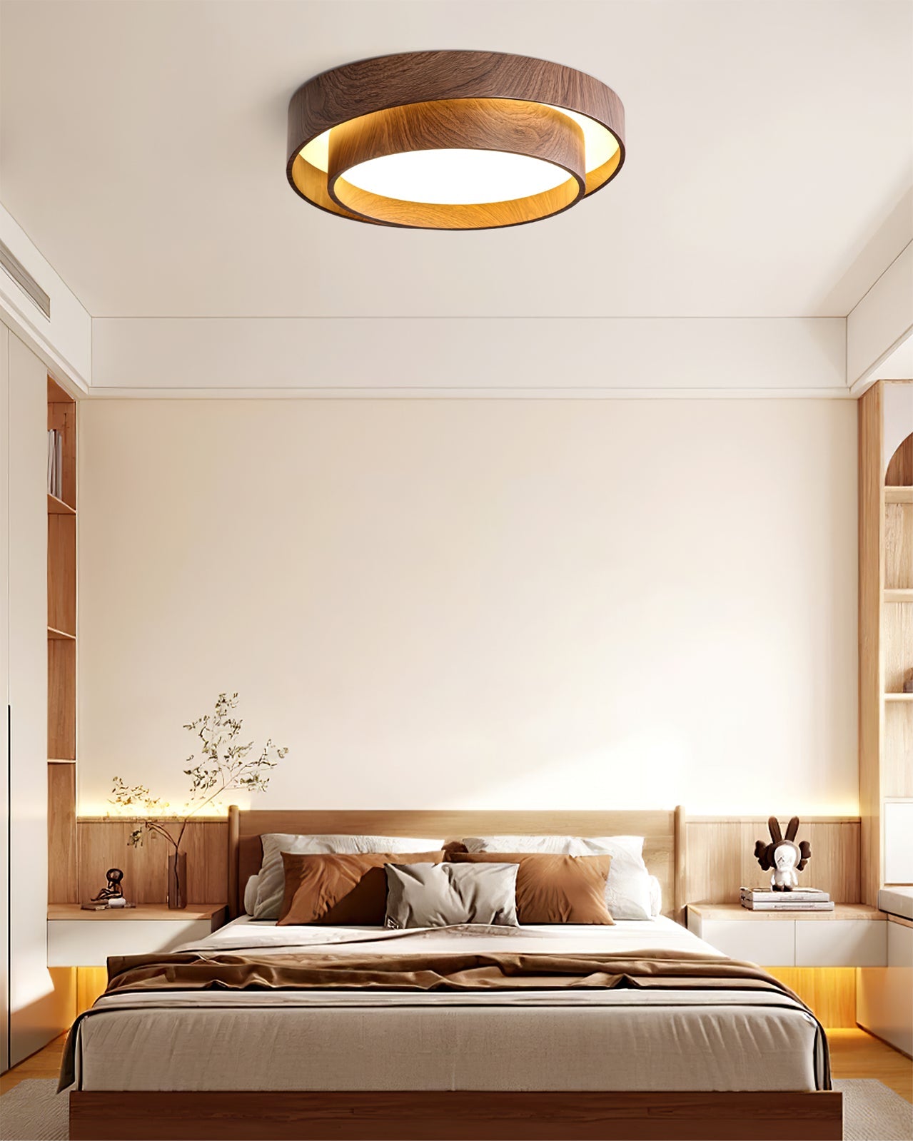 Flush Mount LED Ceiling Light Fixture in Modern Walnut Finish for Contemporary Interiors 6