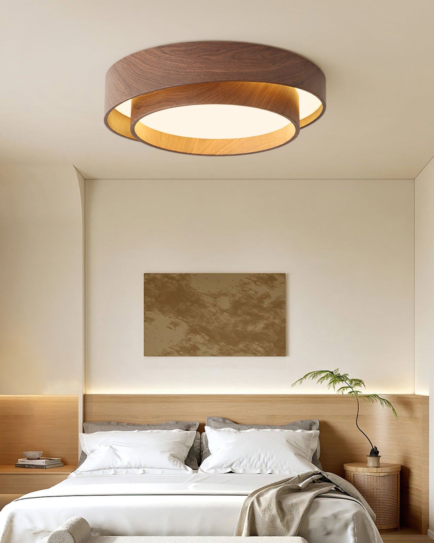 Flush Mount LED Ceiling Light Fixture in Modern Walnut Finish for Contemporary Interiors 7