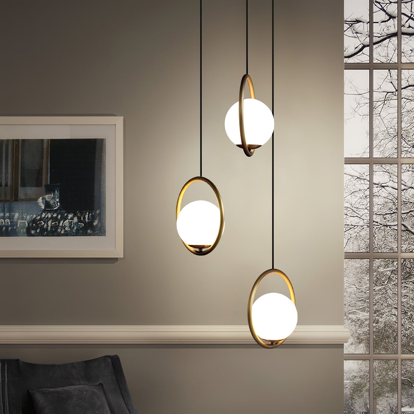 Modern Glass Pendant Lamp - Elegant Brass Ceiling Light Fixture for Stylish Interiors 3