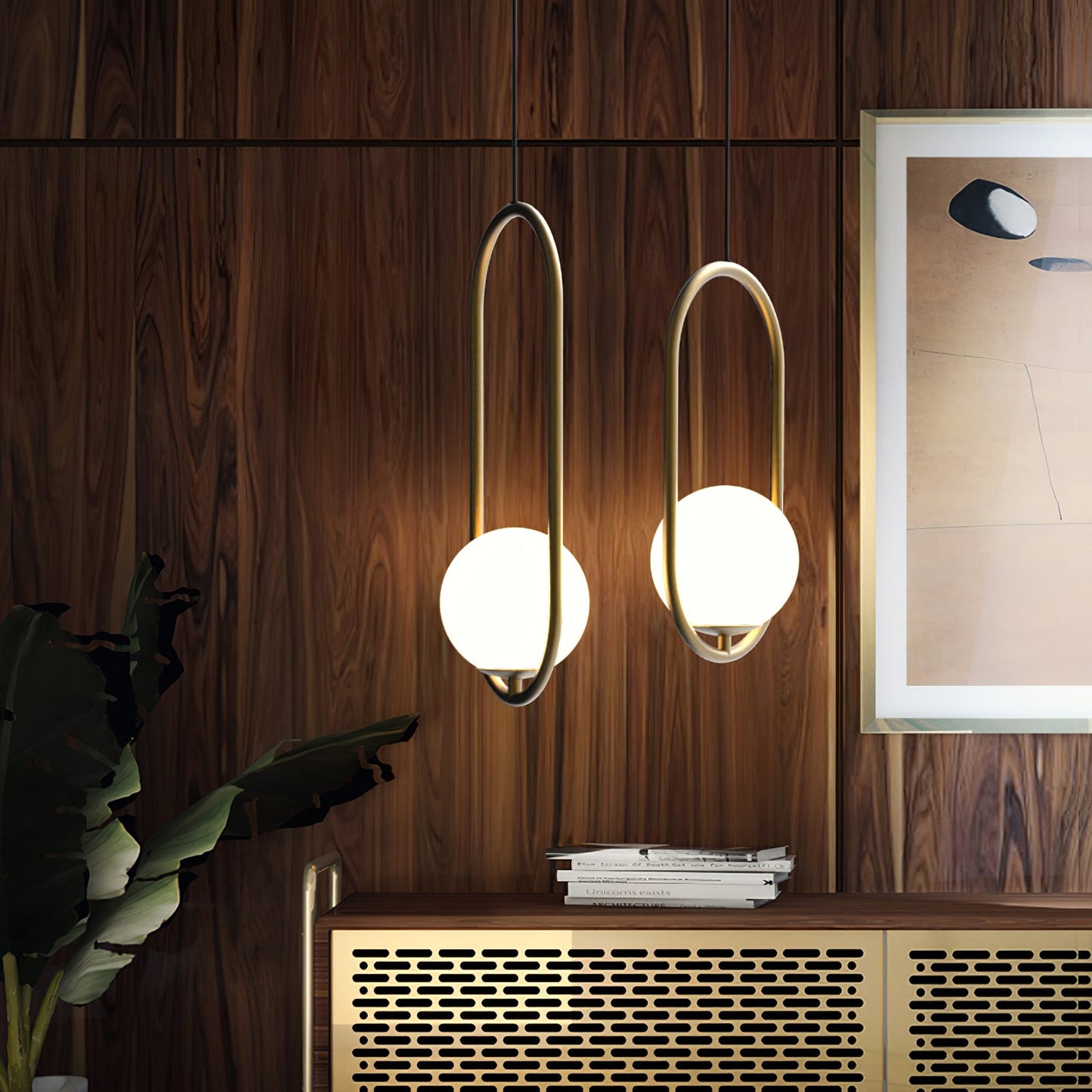 Modern Glass Pendant Lamp - Elegant Brass Ceiling Light Fixture for Stylish Interiors 5