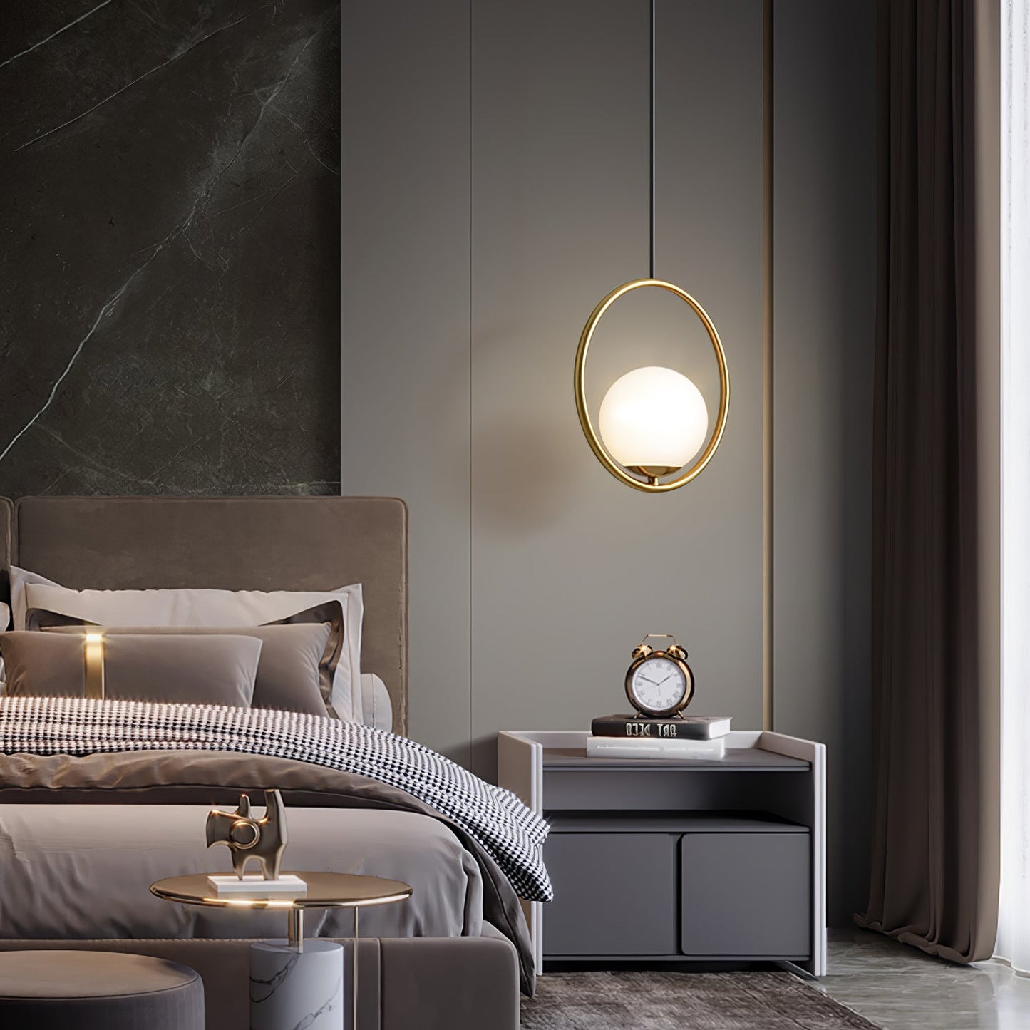 Modern Glass Pendant Lamp - Elegant Brass Ceiling Light Fixture for Stylish Interiors 7