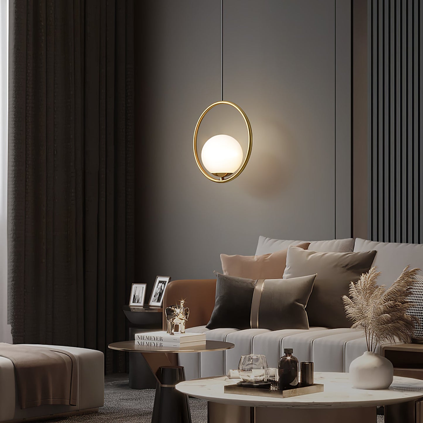 Modern Glass Pendant Lamp - Elegant Brass Ceiling Light Fixture for Stylish Interiors 8