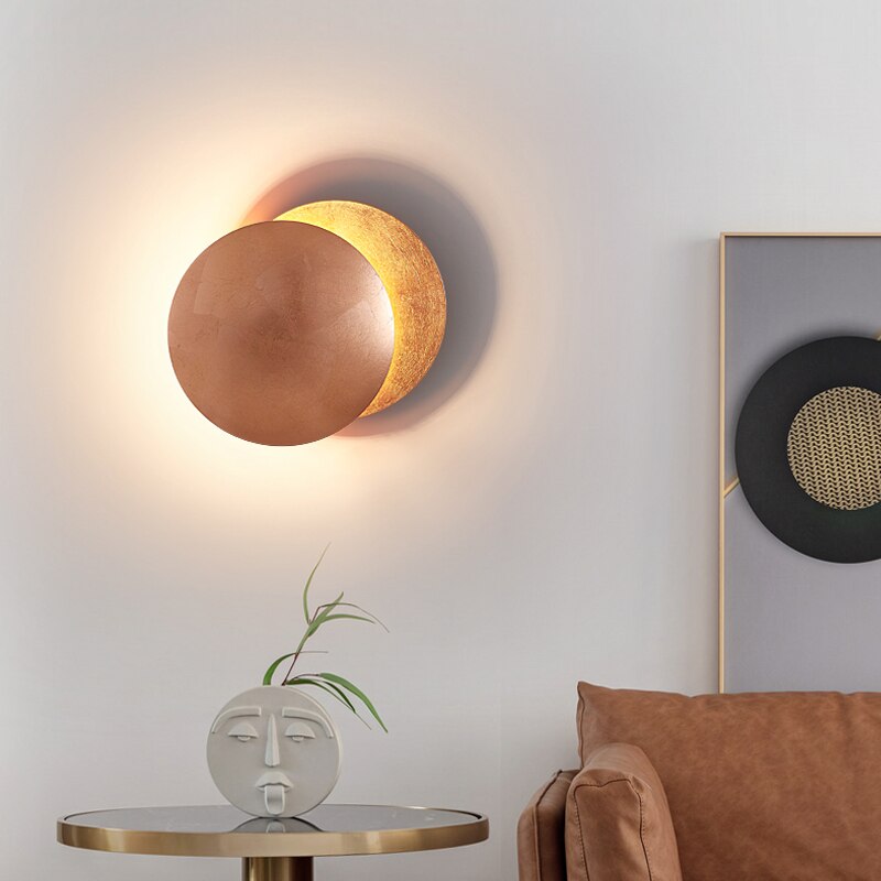 Modern Rotating LED Wall Sconce Light with Gold Discs for Home Decor 4
