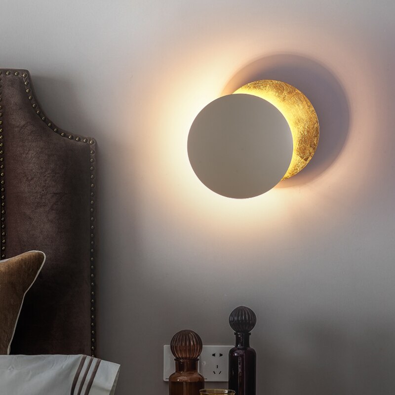 Modern Rotating LED Wall Sconce Light with Gold Discs for Home Decor 5
