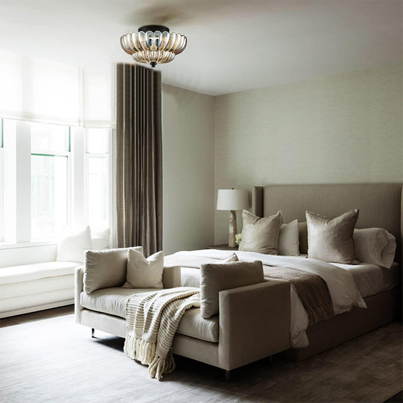 Vintage Amber Glass Semi-Flush Ceiling Light for Elegant Home Décor 6