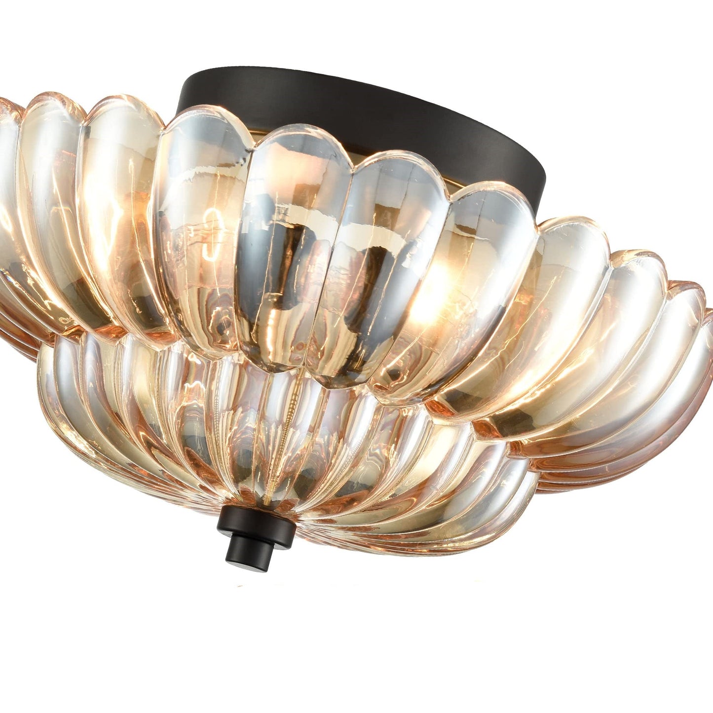 Vintage Amber Glass Semi-Flush Ceiling Light for Elegant Home Décor 8