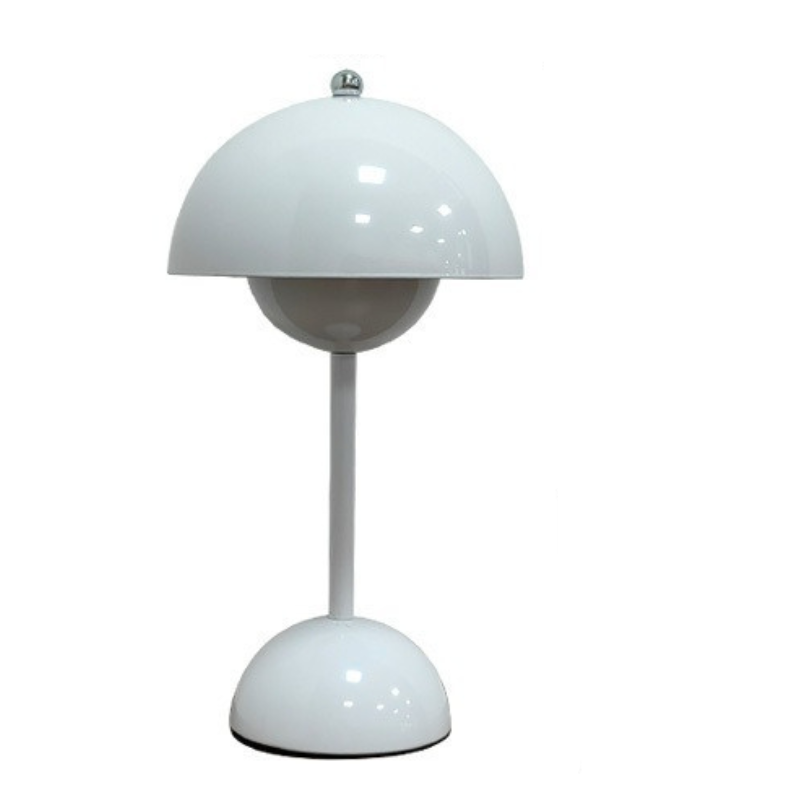 White table lamp with dimensions labeled on a white background