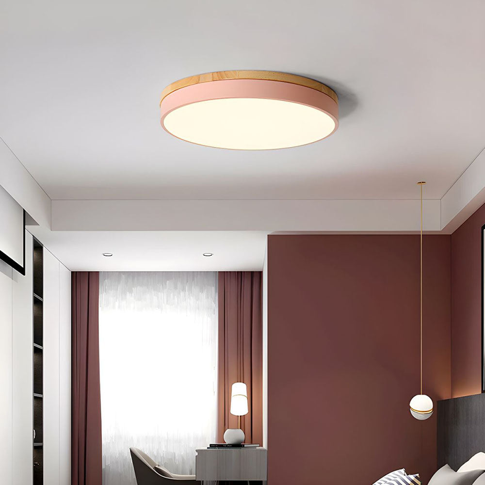 Wooden Round Flush Mount Ceiling Light with LED for Home Décor and Illumination 13