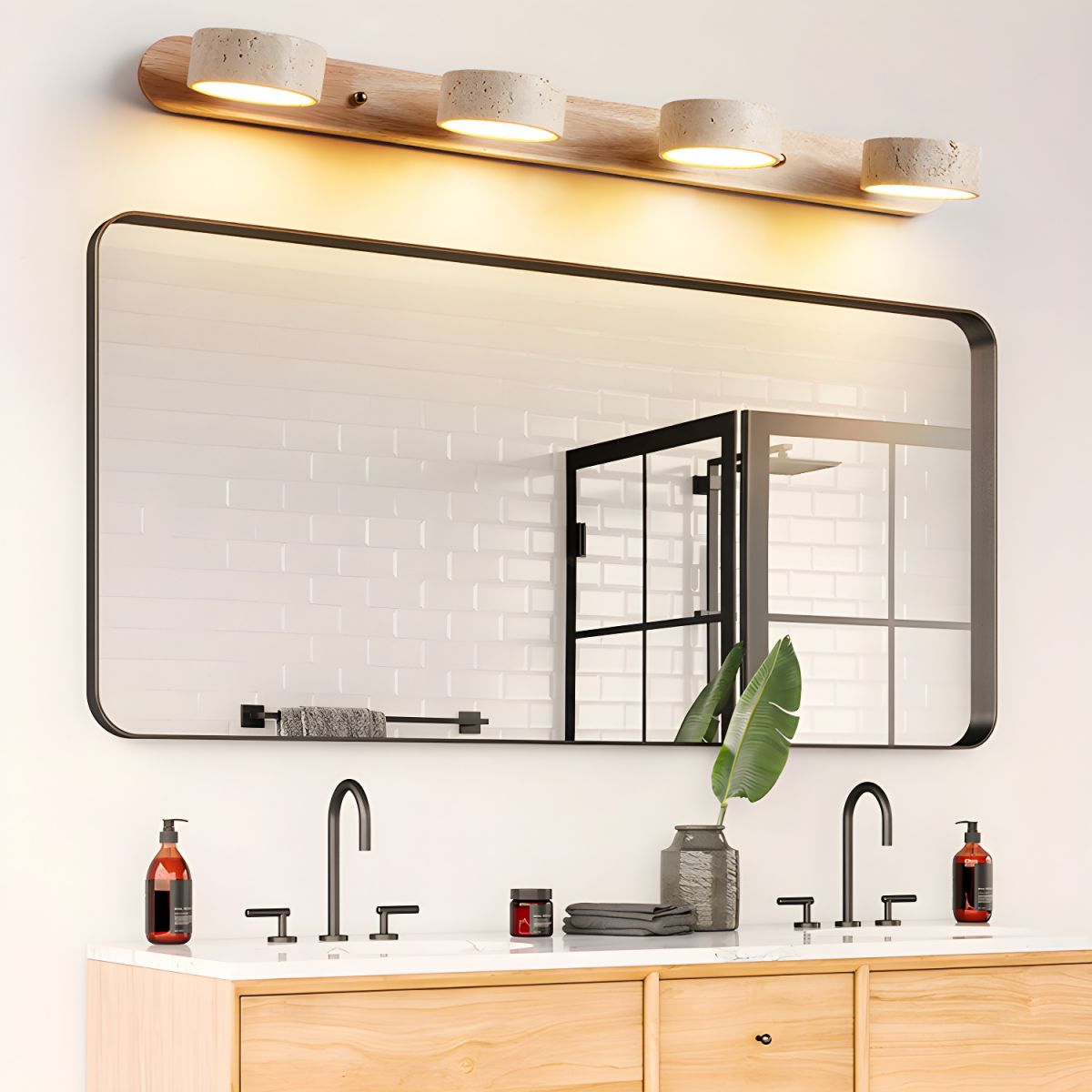 Yellow Travertine Wall Sconce with Integrated LED for Indoor Spaces 4