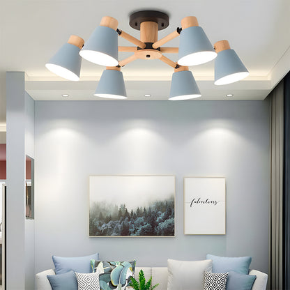 Wooden Flush-Mount Ceiling Light for Living Room