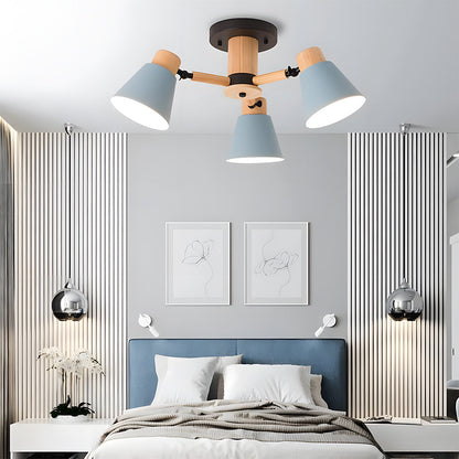 Wooden Flush-Mount Ceiling Light for Living Room