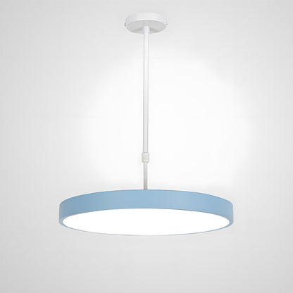 Ceiling light fixture with a blue shade on a white background