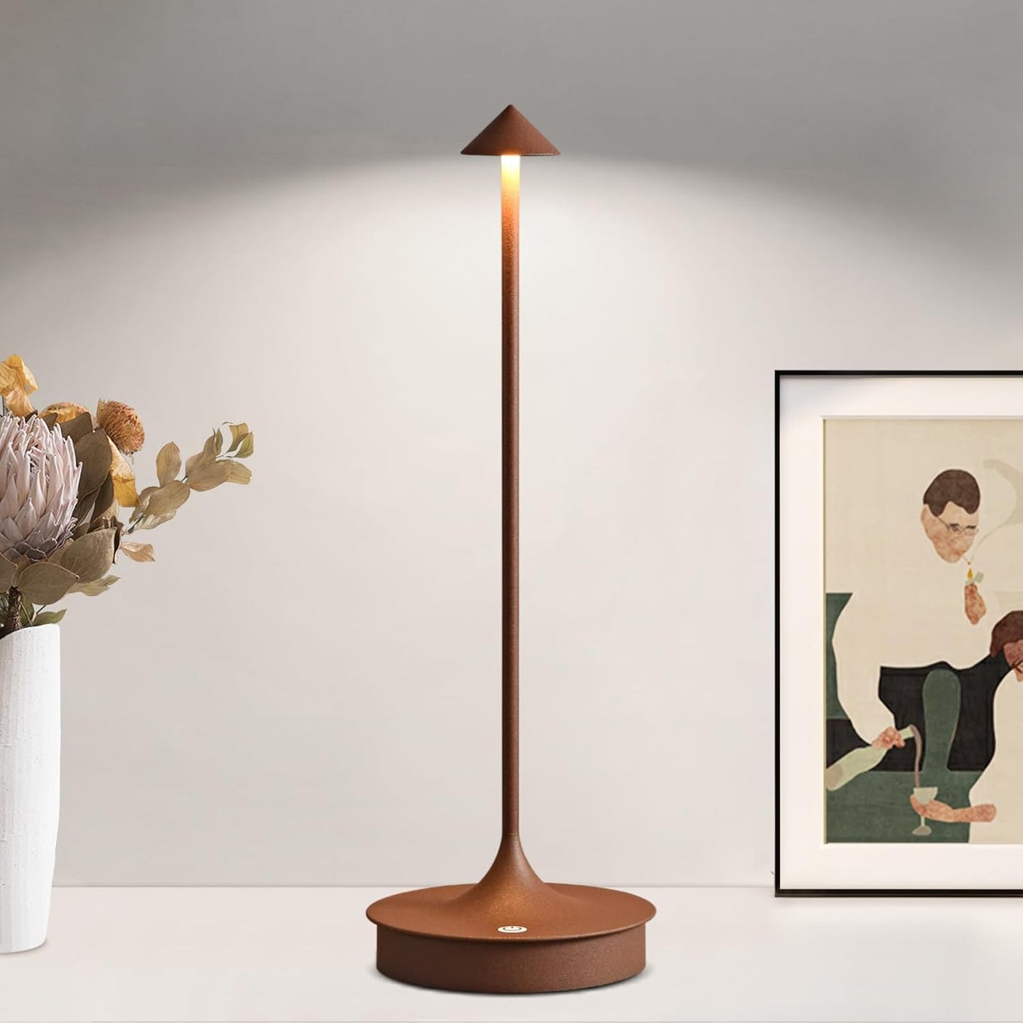 Cordless Rechargeable LED Table Lamp with Touch Dimming & Waterproof Design