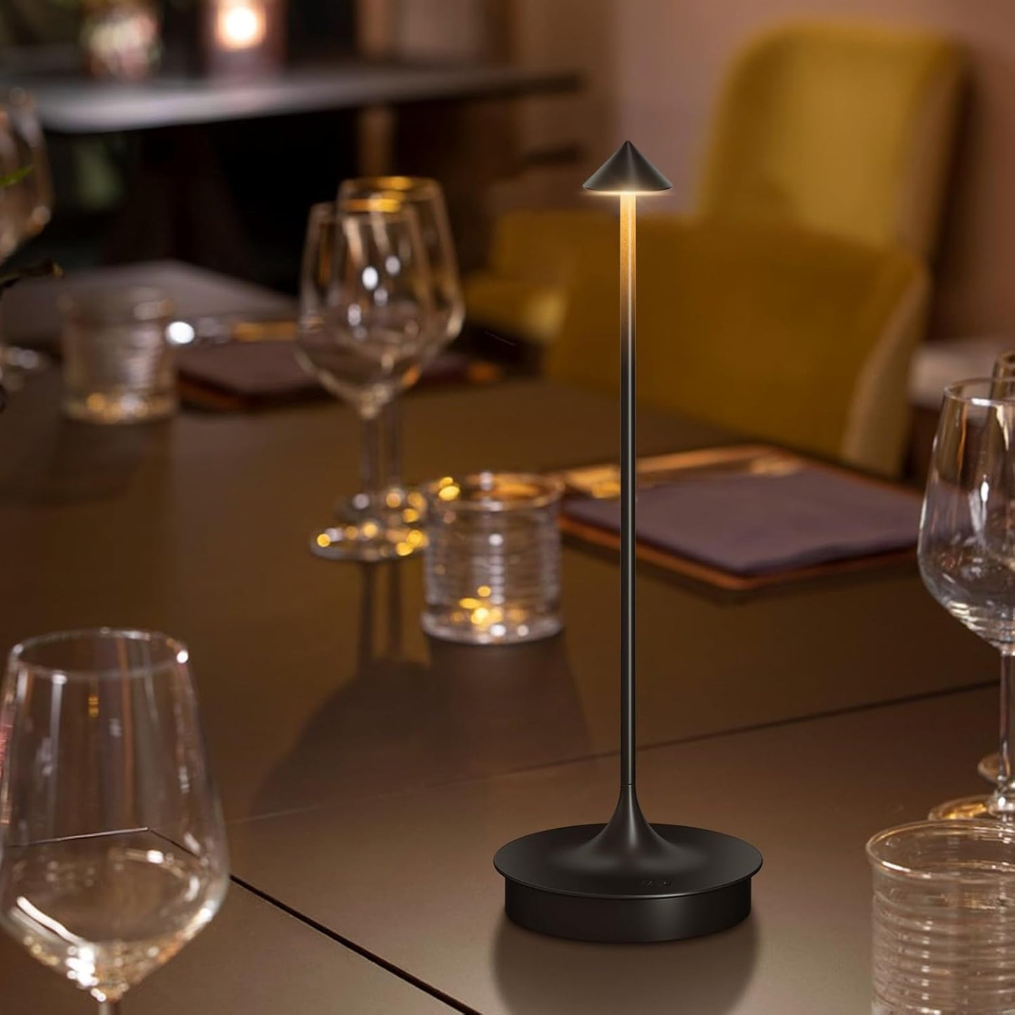 Cordless Rechargeable LED Table Lamp with Touch Dimming & Waterproof Design