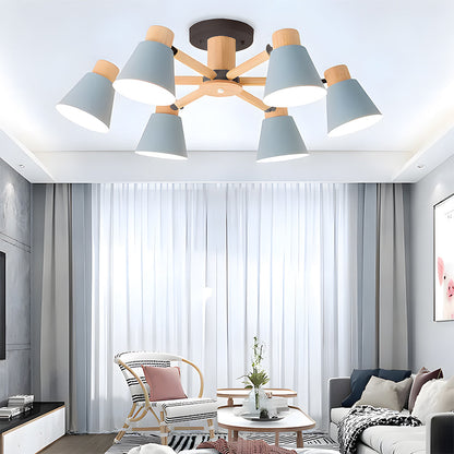 Wooden Flush-Mount Ceiling Light for Living Room